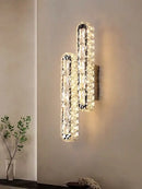 Modern rectangular crystal chandelier dimmable led ceiling light dining room