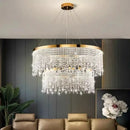 Decorbites crystal chandelier luxury gold tiered dining room light