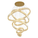 Modern gold multi tier crystal chandelier living room pendant light