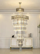 DecorBites™ Crystal Chandelier: Luxury Spiral Staircase Pendant Light for Duplex Hollow Loft