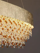 DecorBites™ Crystal Chandelier: Modern Circular Design for Living Room, Lobby, Kitchen Island.