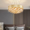 DecorBites™ Crystal Chandelier: Modern Circular Design for Living Room, Lobby, Kitchen Island.