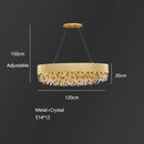 DecorBites™ Crystal Chandelier: Modern Circular Design for Living Room, Lobby, Kitchen Island.