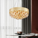 DecorBites™ Crystal Chandelier: Modern Circular Design for Living Room, Lobby, Kitchen Island.