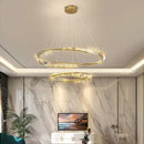 Modern gold double ring decorbites crystal chandelier living room
