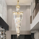 DecorBites™ Crystal Chandelier: Modern Duplex Villa Hall Light Luxury Rotating Hollow Strip Crystal