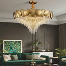 Modern gold crystal chandelier petal led living room pendant light
