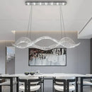 Modern wave silver crystal chandelier dining room light luxury