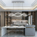 Modern wave silver crystal chandelier dining room light luxury