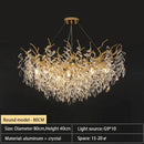 Decorbites crystal chandelier gold leaf branch light for living room