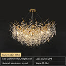 Decorbites crystal chandelier gold leaf branch light for living room