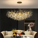 Decorbites crystal chandelier gold leaf branch light for living room