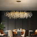 Decorbites crystal chandelier gold leaf branch light for living room