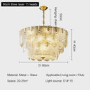 Modern fan crystal chandelier gold tiered living room ceiling lamp