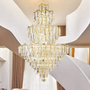 Modern luxury gold and crystal chandelier dining room multi tiered light