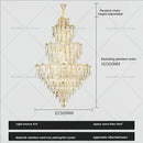 Modern luxury gold and crystal chandelier dining room multi tiered light