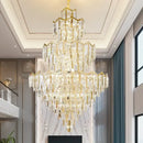 Modern luxury gold and crystal chandelier dining room multi tiered light