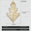 Modern luxury gold and crystal chandelier dining room multi tiered light