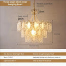 Modern gold crystal chandelier pearl bead living room light