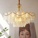 Modern gold crystal chandelier pearl bead living room light