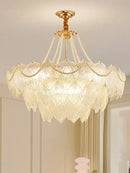 Modern gold decorbites crystal chandelier for living room glass leaf