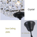 Black metal crystal chandelier pendant – dining room cascading light