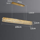 Modern gold rectangular crystal chandelier pendant light dining room