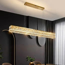 Modern gold rectangular crystal chandelier pendant light dining room