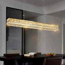 Modern gold rectangular crystal chandelier pendant light dining room