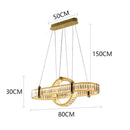 Modern golden interlocking ring crystal chandelier pendant light dining room