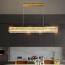 Modern gold rectangular crystal chandelier pendant light dining room