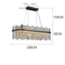 Modern rectangular black crystal chandelier pendant light living room