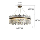 Modern rectangular black crystal chandelier pendant light living room