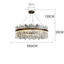 Modern rectangular black crystal chandelier pendant light living room