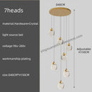 Modern gold crystal chandelier pendant light staircase decor
