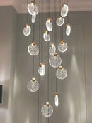Modern gold crystal chandelier pendant light staircase decor