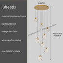 Modern gold crystal chandelier pendant light staircase decor