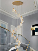 Modern gold crystal chandelier pendant light staircase decor