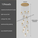 Modern gold crystal chandelier pendant light staircase decor