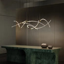Modern minimalist metallic crystal chandelier pendant light dining room