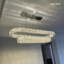DecorBites™ Crystal Chandelier Pendant Lights Dimmable LED Oval Lustre Hang Lamp