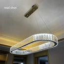DecorBites™ Crystal Chandelier Pendant Lights Dimmable LED Oval Lustre Hang Lamp