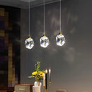 Faceted gold crystal chandelier pendant lights for dining room