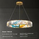 Abstract stained glass crystal chandelier ring dining room light