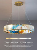 Abstract stained glass crystal chandelier ring dining room light