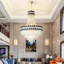 DecorBites™ Crystal Chandelier Spiral Staircase Hall Lamp Duplex Living Room Hardware Texture