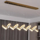 Modern gold zigzag crystal chandelier stair pendant living room