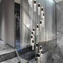 Modern crystal chandelier stair pendant lamp living room black accent