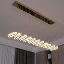 Modern gold zigzag crystal chandelier stair pendant living room