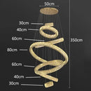 Modern golden spiral crystal chandelier living room pendant lamp